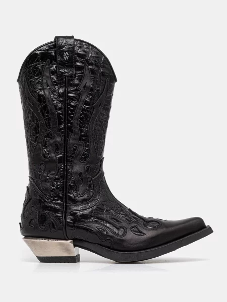 New Rock kowbojki skórzane Nomada Y Firence Negro West Negro-Acero T.Acero czarne