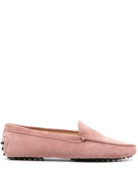 Pantofi loafer Tod's din piele de căprioară roz