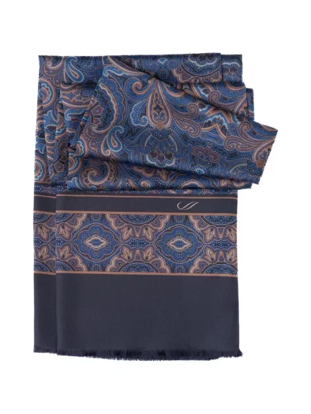 Fular Elizabetta cu imagine cu model paisley albastru