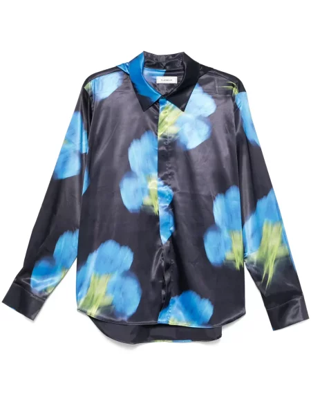 Cămașă Flâneur cu model floral cu glugă negru