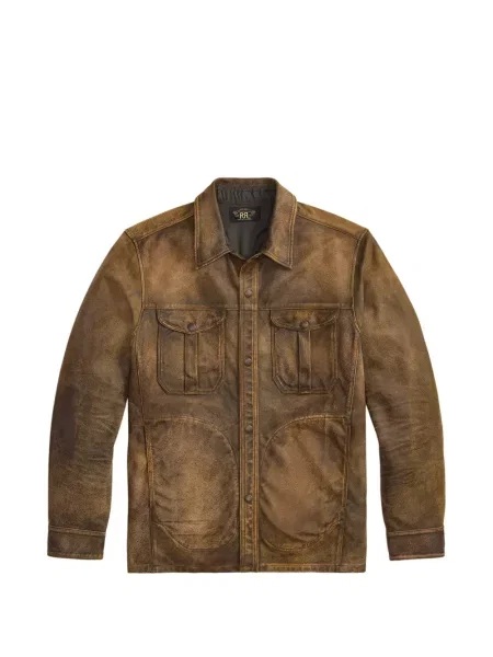 Cămașă Ralph Lauren Rrl din piele maro