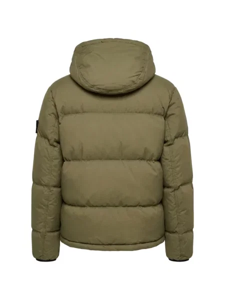 Geacă Stone Island cu glugă cu strasuri verde