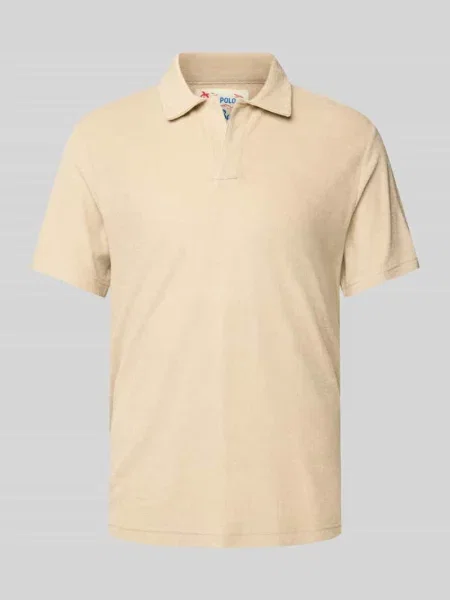 Koszulka polo o kroju slim fit z dekoltem w serek model ‘JEREMY TERRY’ Mc2 Saint Barth beżowe