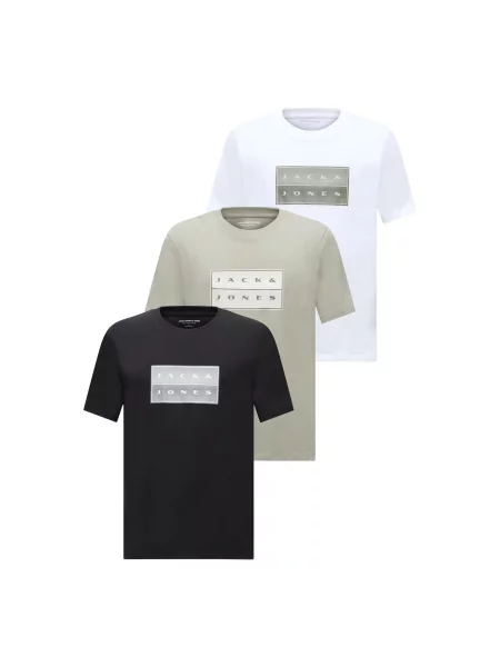 JACK & JONES Tricou JCOFUSION verde pastel / negru alb