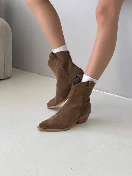 Замшевые сапоги 105.store коричневые