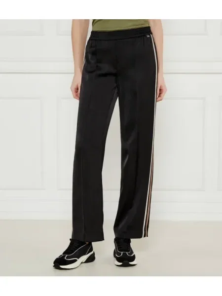 Marc Cain De satin pantaloni Washington | flare fit negru