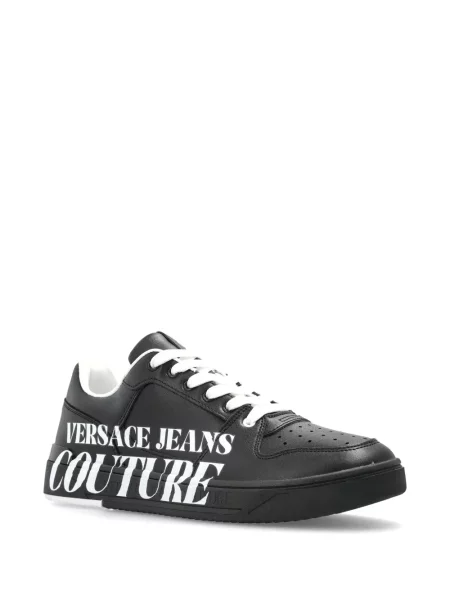Кожени маратонки Versace Jeans Couture с принт черно