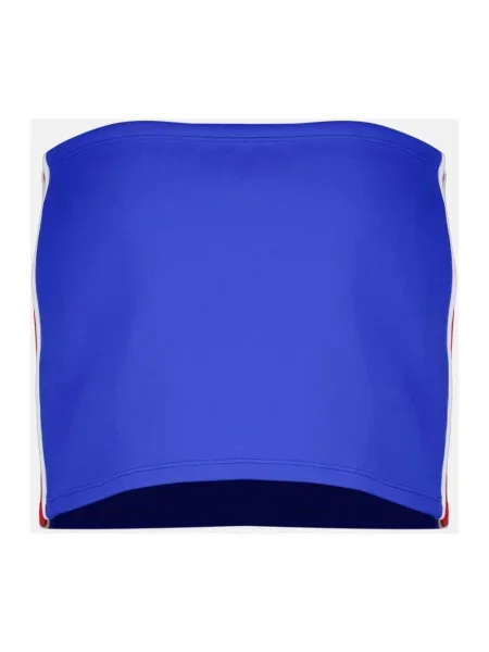Spódnica mini Miu Miu w paski z logo niebieska