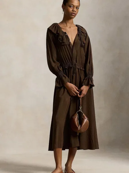 Obleka Polo Ralph Lauren rjava