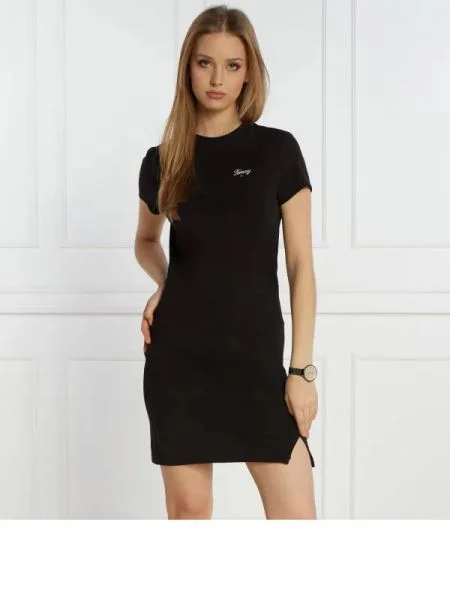 Tommy Jeans Rochie SCRIPT SS negru