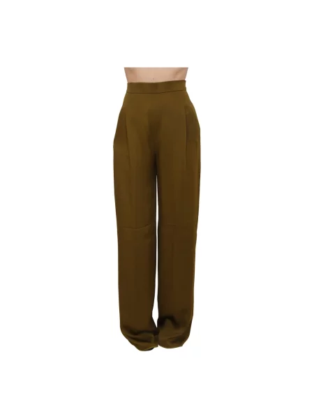 Satynowe spodnie Max Mara Studio zielone