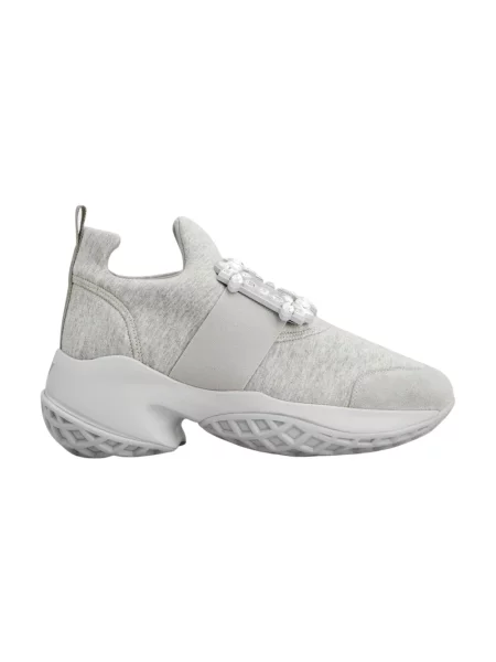 Buty do biegania Roger Vivier skórzane na sprzączkę do biegania szare