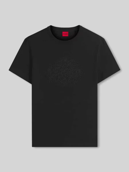 T-shirt o kroju regular fit z okrągłym dekoltem model Hugo czarna