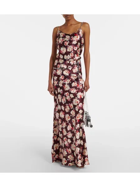 Top Rabanne din satin cu model floral