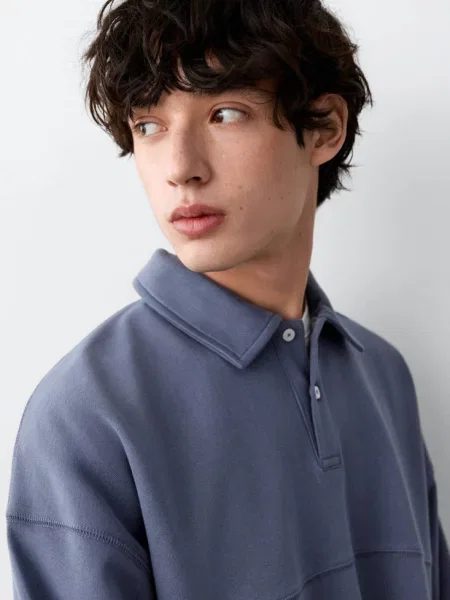 Bluza z kołnierzykiem polo Teen S MANGO TEEN niebieski