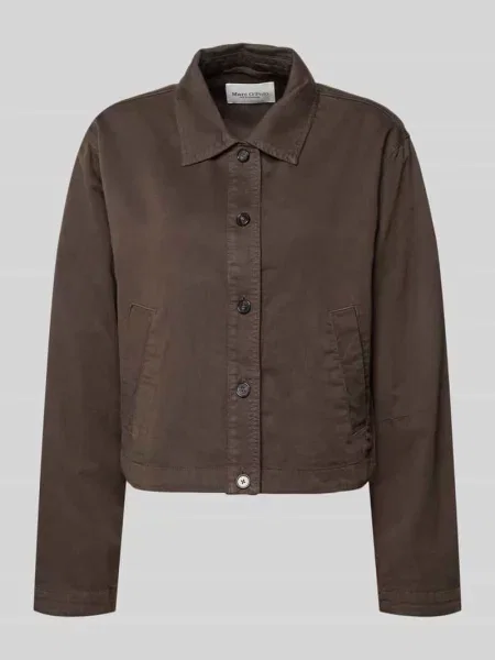 Przeskalowana koszulowa kurtka z mieszanki bawełny lyocellu i lnu Marc O'polo brązowa