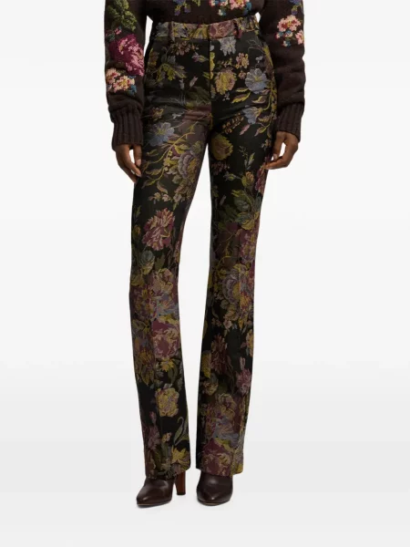 Φλοράλ παντελόνι Ralph Lauren Collection ζακάρ μαύρο