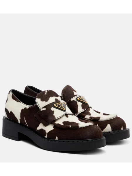 Loafers Prada s potiskem hnědé