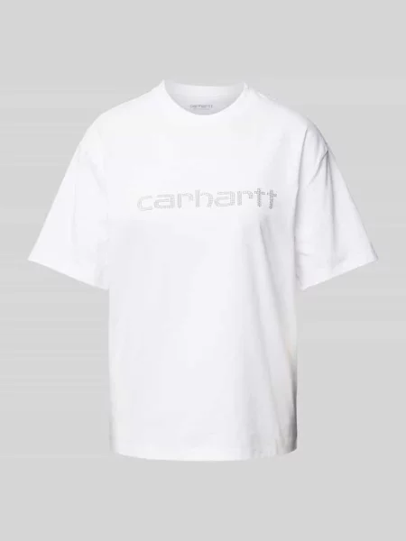 T-shirt z obszyciem kamieniami stras model ‘Rivet’ Carhartt Work In Progress biała