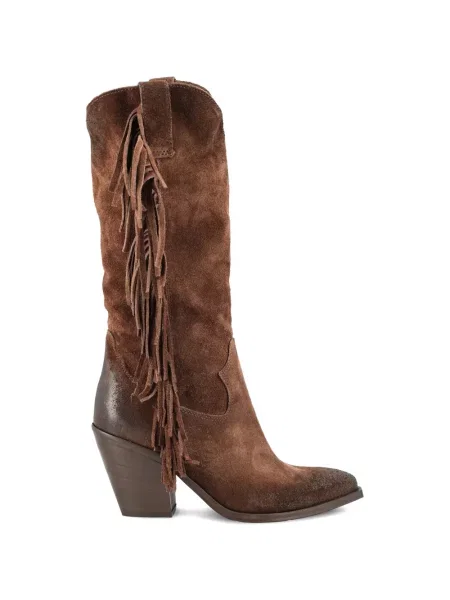 Botine Je T'aime Milano|woman cu franjuri din piele de căprioară maro