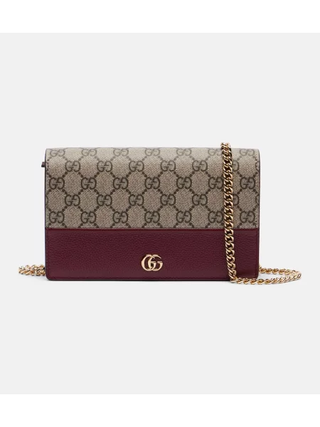 Usnjena ogrlica Gucci bordo