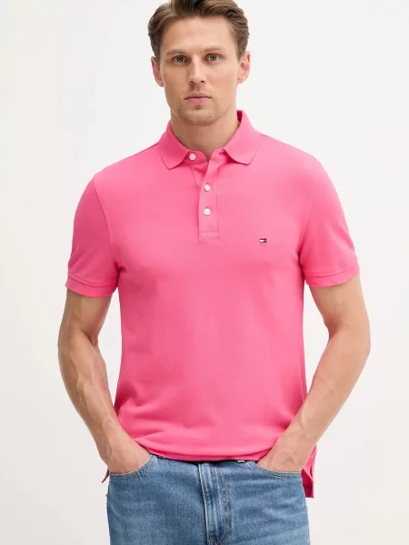 Тениска с яка Tommy Hilfiger с изчистен дизайн зелено
