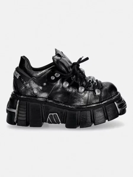 New Rock sneakersy skórzane BOX PLANE TOWER NEGRO ACERO + lateral + pu szare