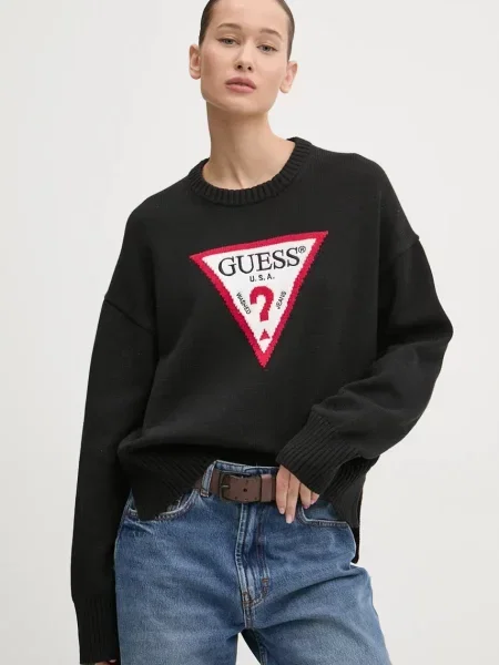 Guess Jeans pulover de negru
