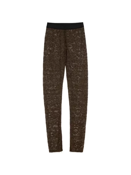 Pantaloni Vera Wang din dantelă maro