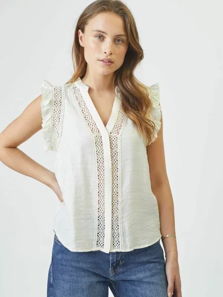 Co'couture Top Caryn murdar alb