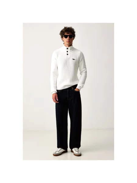 Sweter z golfem Aeronautica Militare biały