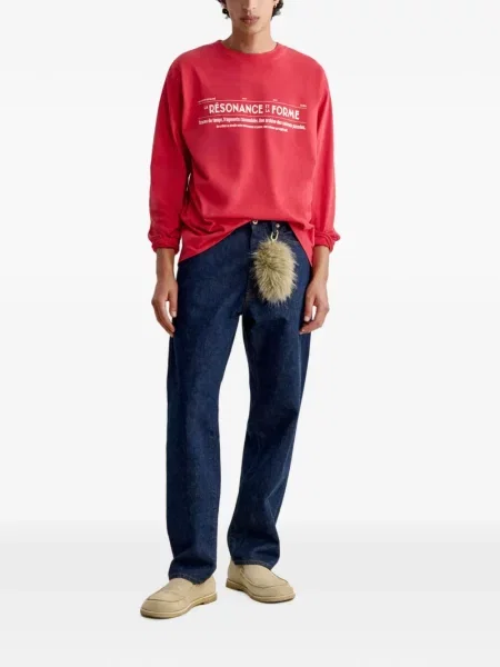 Lung tricou Maison Kitsune cu imagine roșu