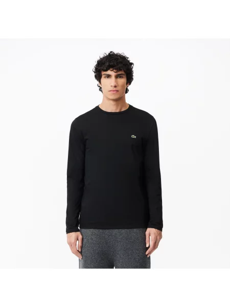 Lacoste Koszulka Z Długim Rękawem Z Bawełny Pima czarna