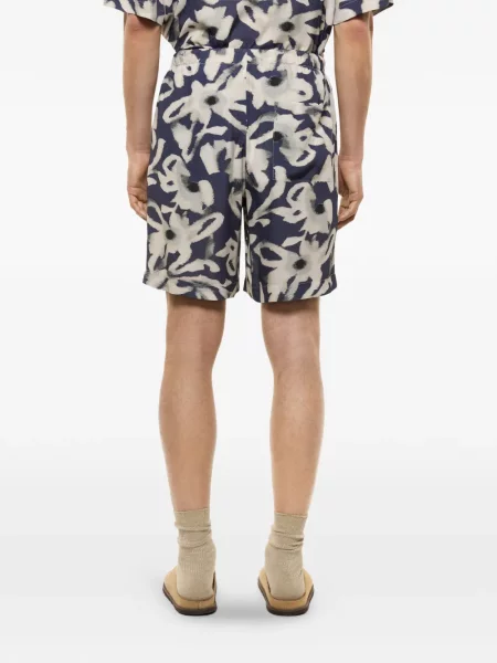 Șnur de strângere pantaloni scurți Laneus cu model floral cu imagine albastru
