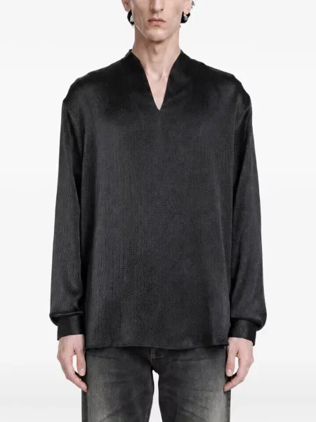 Cămașă Giorgio Armani cu decolteu în V negru