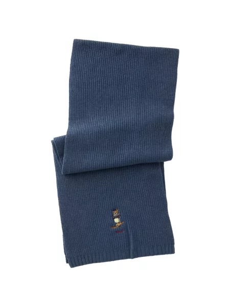 Плетен шал Polo Ralph Lauren на райета помпони зелено