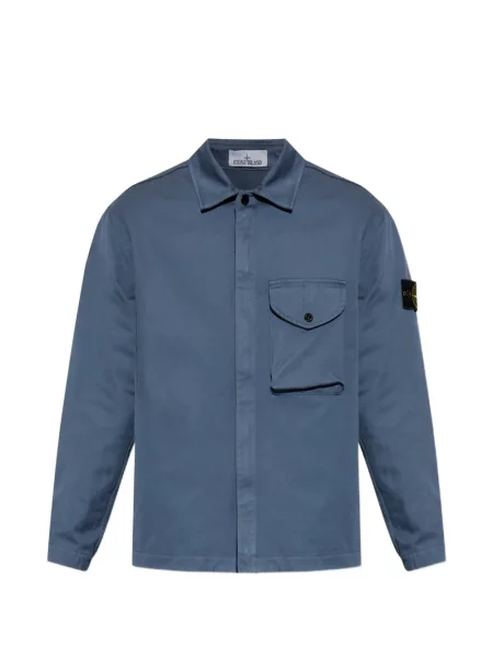 Cămașă Stone Island din țesătură twill cu strasuri albastru