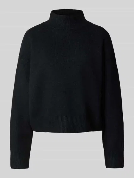 Sweter z półgolfem o kroju relaxed fit z dodatkiem wełny model „Paulina” Neo Noir czarny