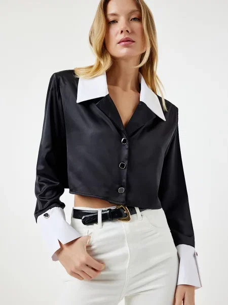 Happiness İstanbul Bluză negru alb