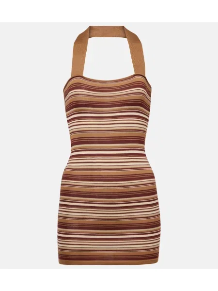 Rochie Aya Muse tricotate cu gât halter maro