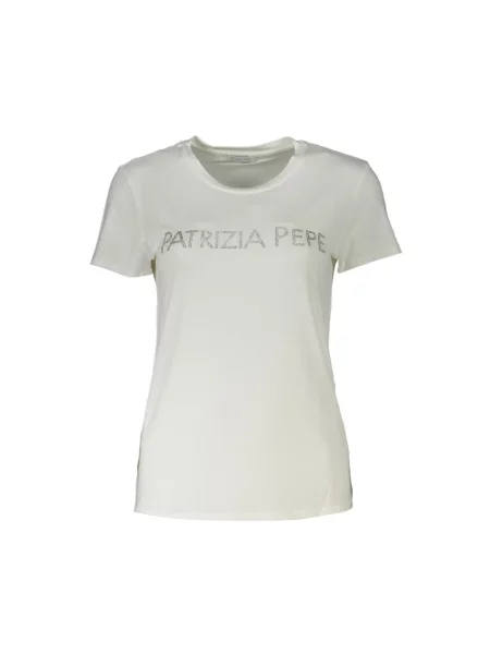 Krótka koszulka Patrizia Pepe z krótkim rękawem biała