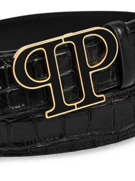 Cu centură curea Philipp Plein din piele negru