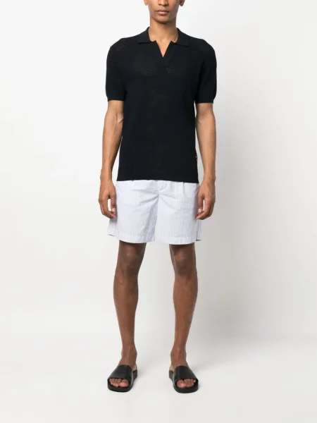 Polo Orlebar Brown z dekoltem w serek niebieskie