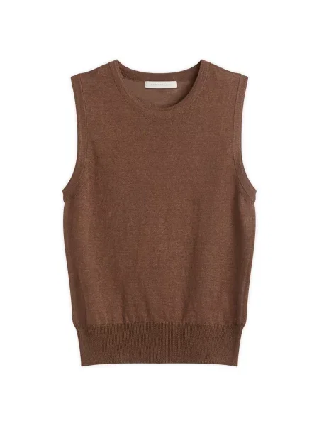 Lniany top Nothing Written bez rękawów brązowy