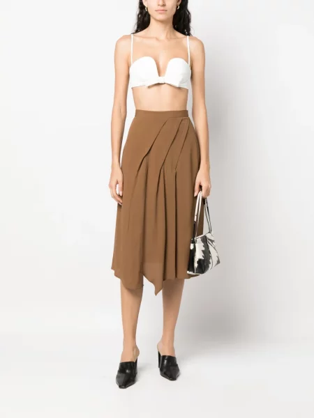 Drapiruotas midi midi sijonas Blanca Vita ruda