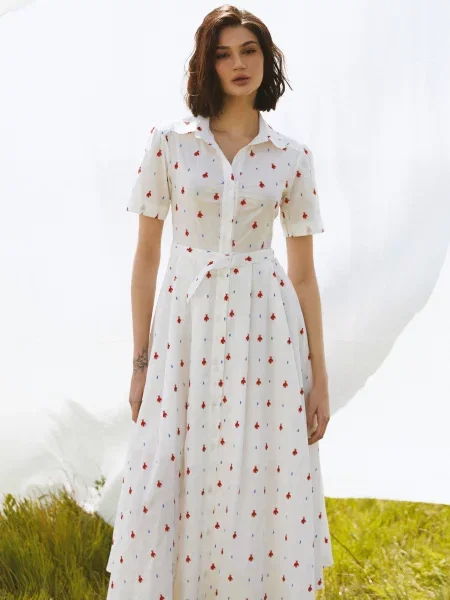 Gepur Сукня міді Молочний 