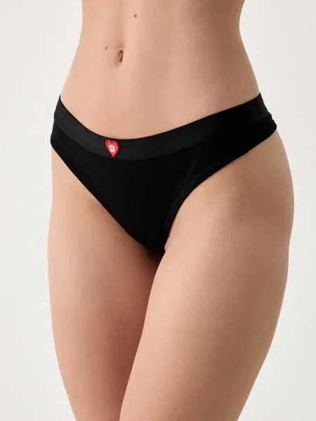 HUGO tangá dámske HUGO HEART THONG čierna