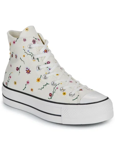 Sneakers Converse Chuck Taylor All Star Lift Platform Embroidered Blooms Hi Egret/ Vintage White/ Black EUR 36 fehér