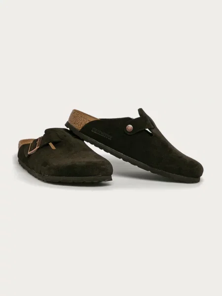 Birkenstock papuci din piele Boston maro