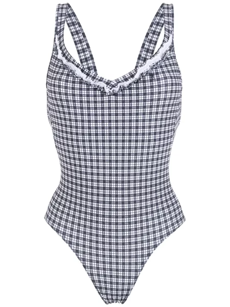 Costum de baie Amir Slama în carouri cu imagine negru